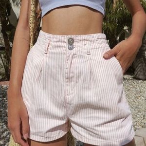 Pink and White Striped Shorts